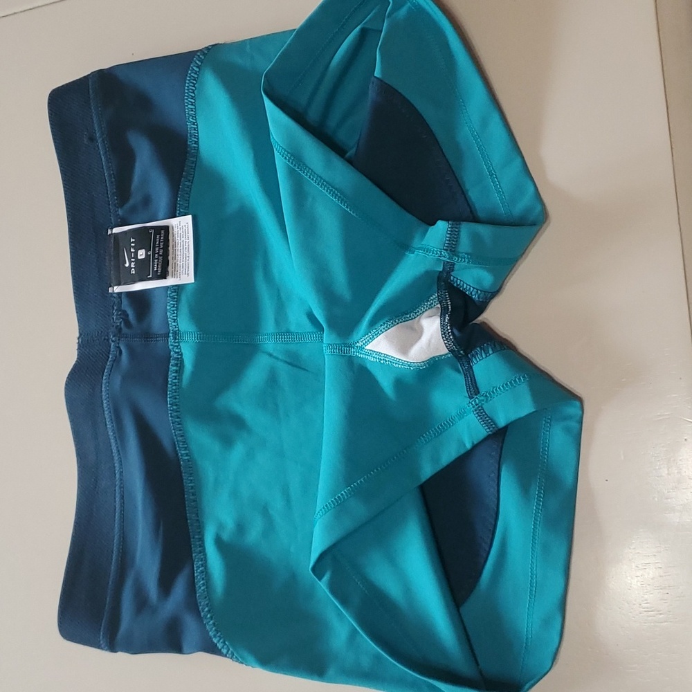 Nike Pro Blue and Teal Athletic Shorts - Picture 3 of 5